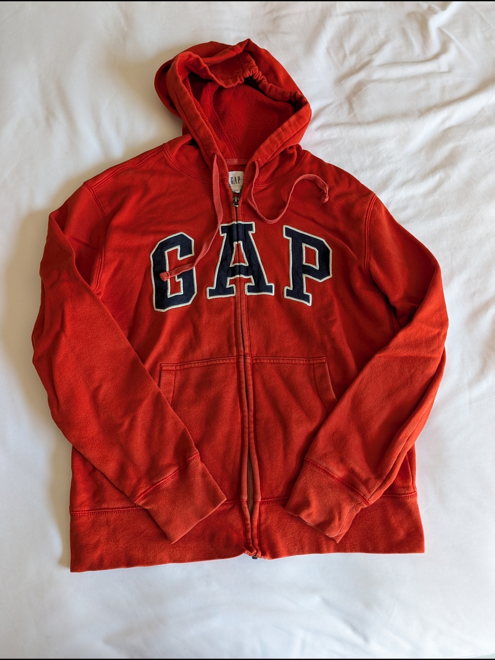 GAP Burnt Orange Zip-Up Hoodie with Navy Lettering